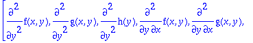 [diff(f(x,y),`$`(y,2)), diff(g(x,y),`$`(y,2)), diff...