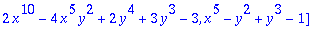 sys := [x^10-2*x^5*y^2+y^4-y^3+1, 2*x^10-4*x^5*y^2+...