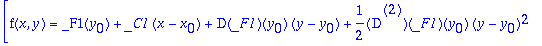 [f(x,y) = _F1(y[0])+_C1*(x-x[0])+D(_F1)(y[0])*(y-y[...