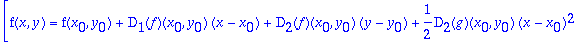 [f(x,y) = f(x[0],y[0])+D[1](f)(x[0],y[0])*(x-x[0])+...